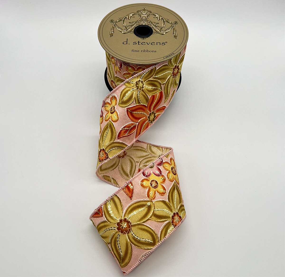Embroidery Sequin Ribbon Orange Coral 3" x 10 Yds