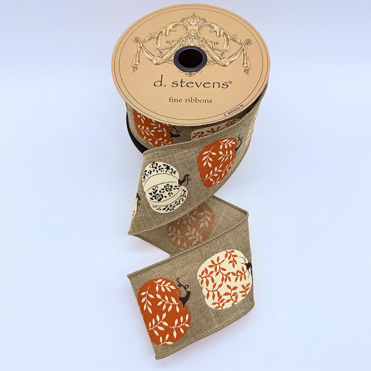 Fall Pumpkins Natural Ribbon 2.5" x 10 Yds Linen