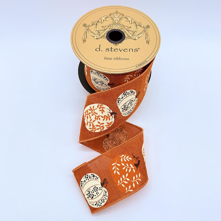 Persimmon Ribbon for Linen Assorted Fall Pumpkins 2.5" x 10 Yds