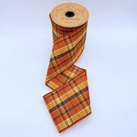 Plaid Ribbon Poplin Autumn Persimmon Brown Orange 4