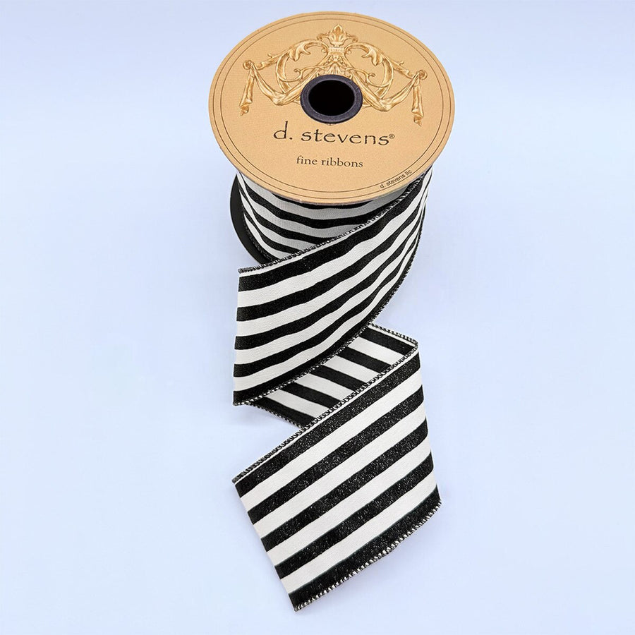 Black Stripe Poplin Glitter Ribbon 2.5" x 10 Yds