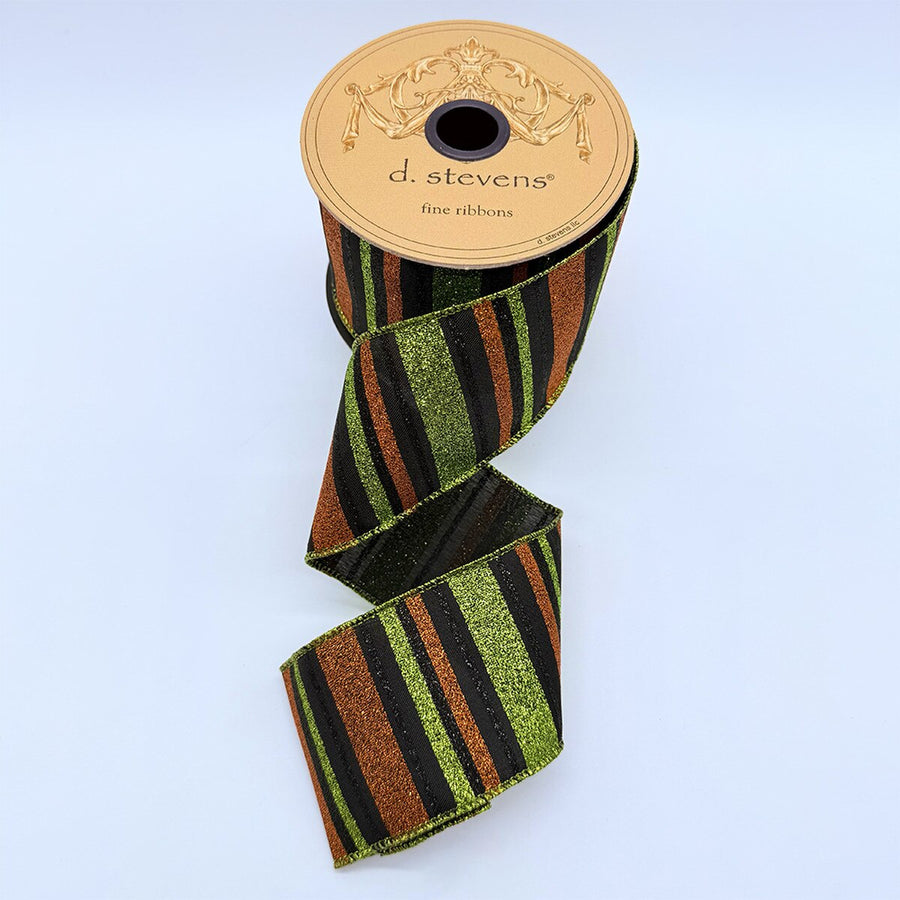 Black Glitter Stripes Poplin Ribbon 2.5" x 10 Yds
