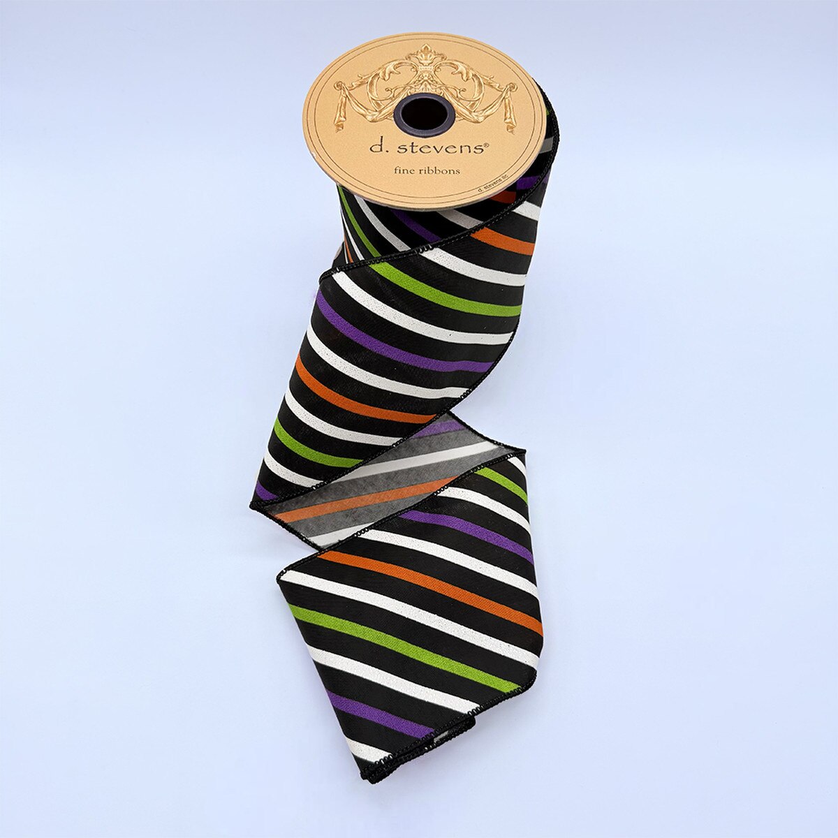 Poplin Stripe Ribbon in Orange Lime Purple 4" x 10 Yds