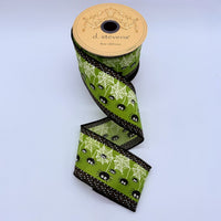 Spider-Web Polka Dot Ribbon Green Black 2.5