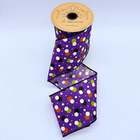 Polka Dot Poplin Ribbon in White Orange Lime 4