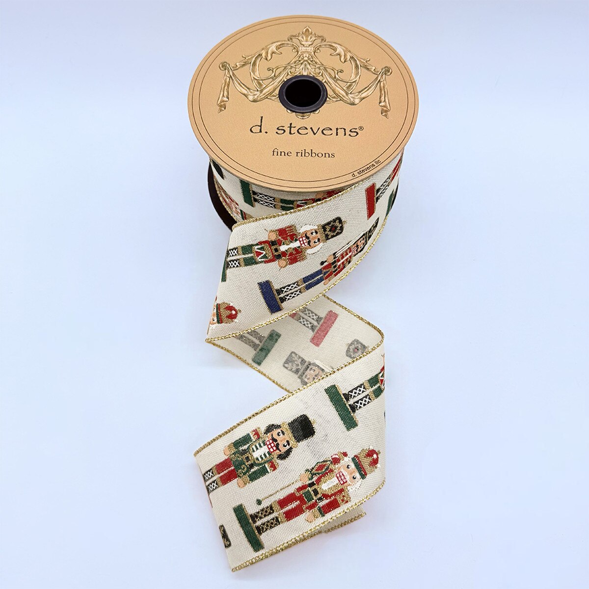 Linen Nutcrackers Red Blue Green Ivory Ribbon 2.5" x 10 Yds