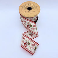 Red White Ribbon Poplin Holiday Mittens