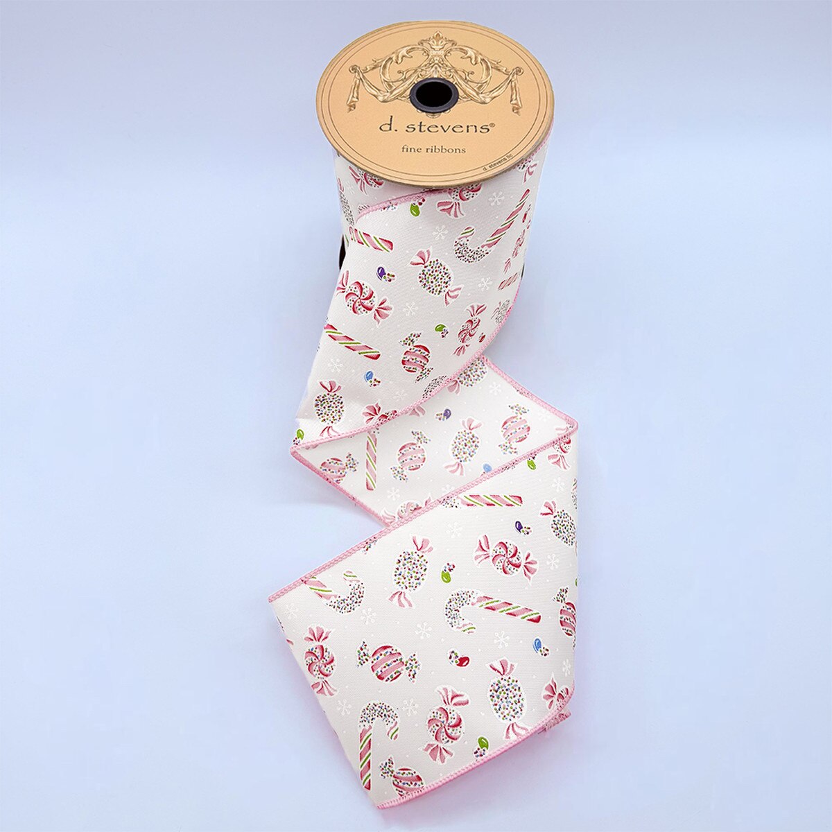 Christmas Ribbon Poplin Candy Pink White Lime 4" x 10 Yds