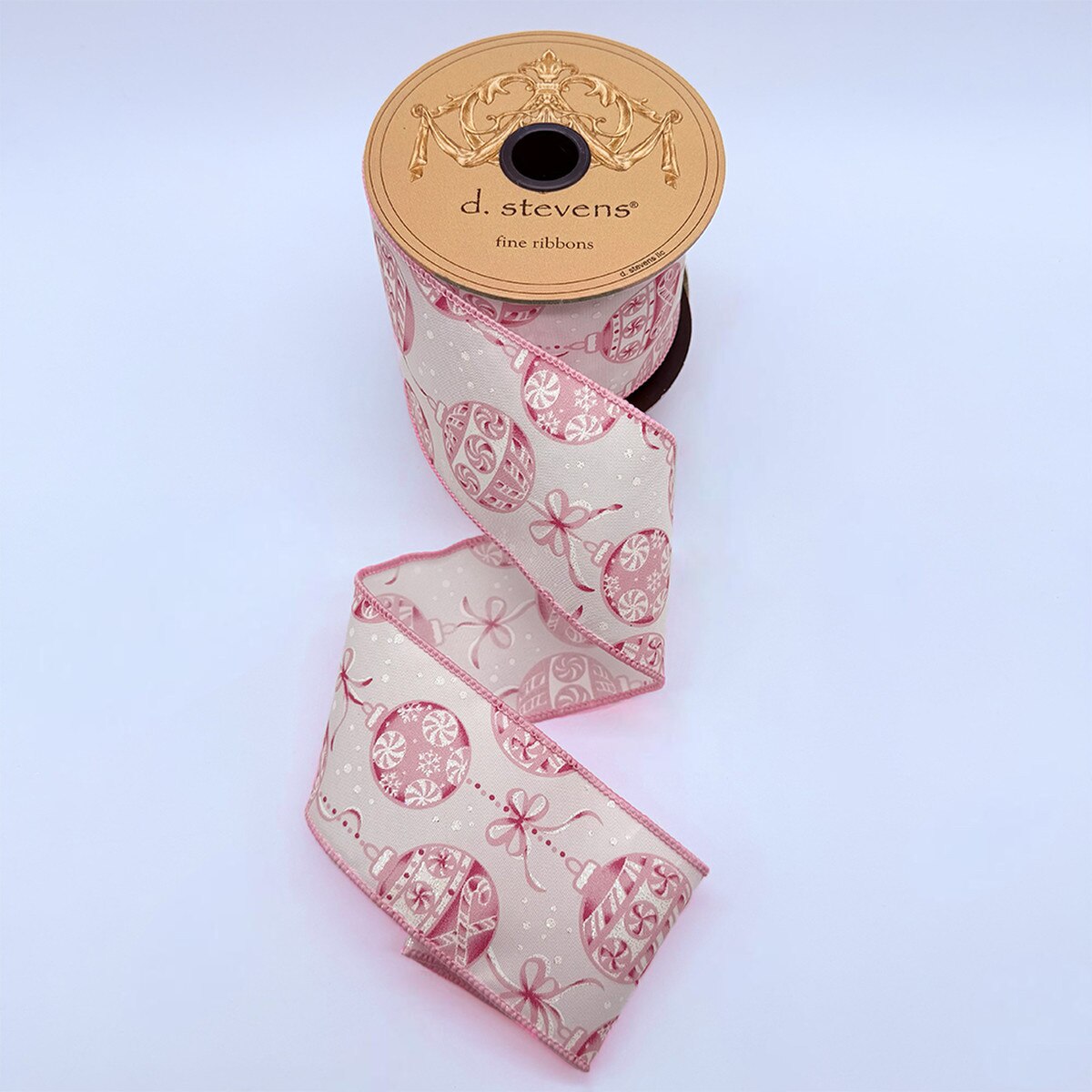 Pink White Ribbon Poplin Holiday Ornaments Bows 2.5" x 10 Yds