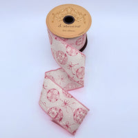 Pink White Ribbon Poplin Holiday Ornaments Bows 2.5