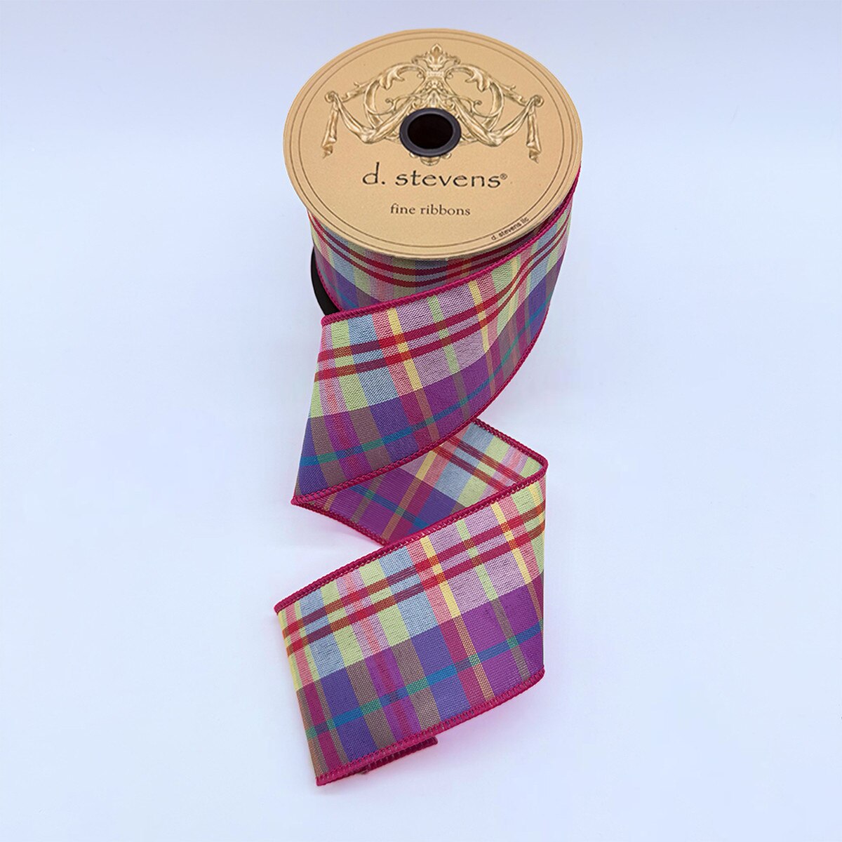 Plaid Ribbon 2.5" x 10 Yds Purple Hot Pink Aqua