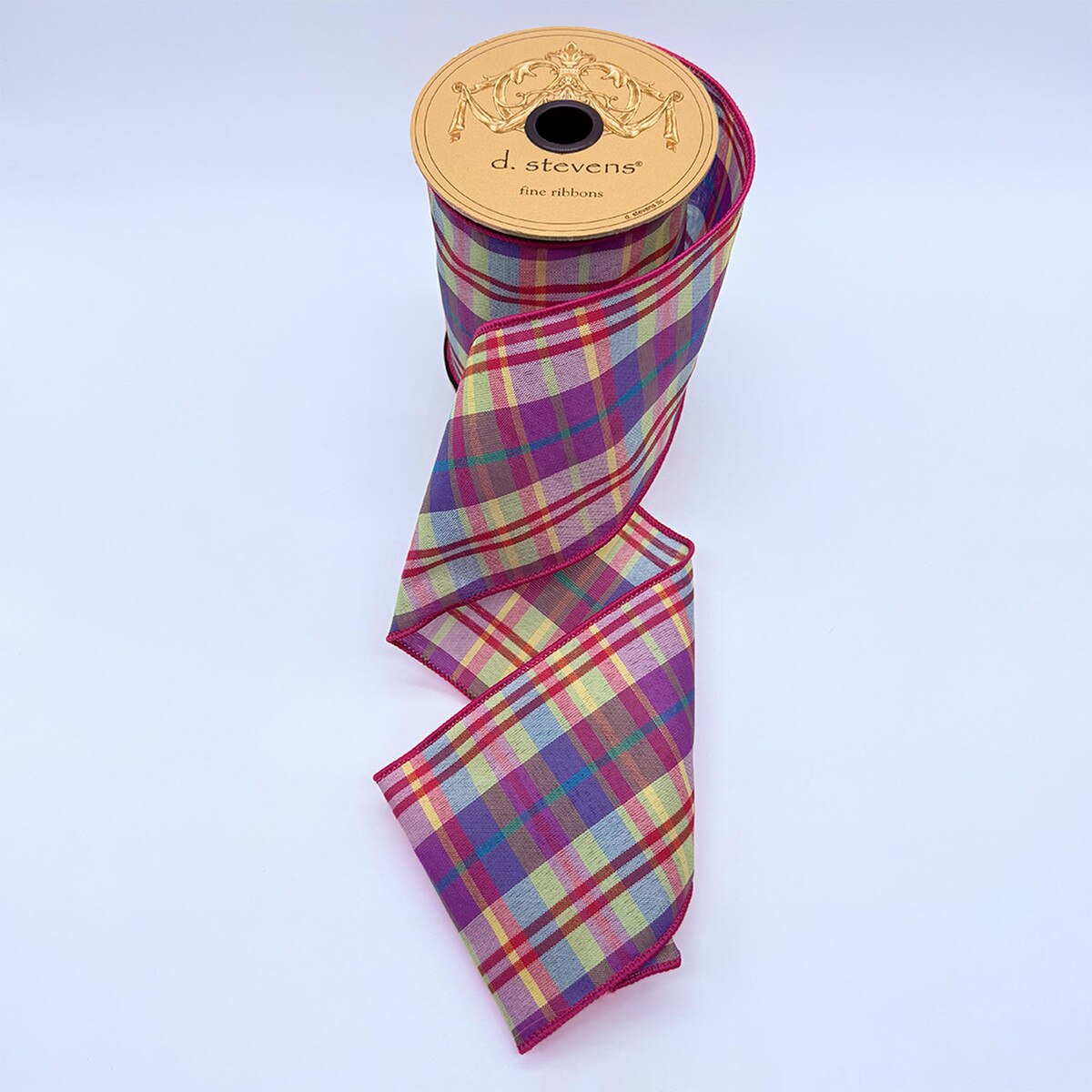 Colorful Plaid Poplin Ribbon Purple Hot Pink Aqua 4" x 10 Yds