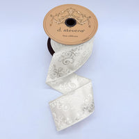 Jacquard White Ribbon Faux Mughal 2.5 Inch x 10 Yards