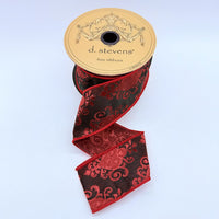 Jacquard Red Ribbon Faux Mughal 2.5 Inch x 10 Yards