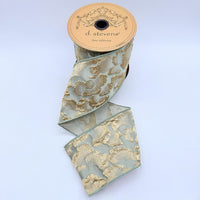 Cadet Blue Jacquard Floral Ribbon 4