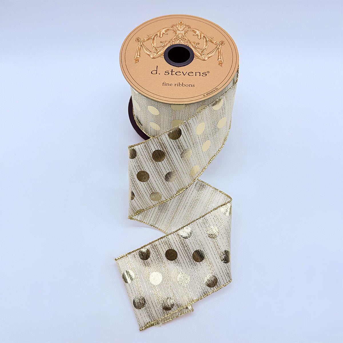 Metallic Polka Dots Organza Ribbon Gold Silver 2.5" x 10 Yds