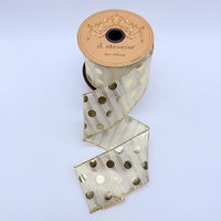 Metallic Polka Dots Organza Ribbon Gold Silver 2.5