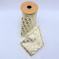 Gold Harlequin Ivory Ribbon 2.5 Inch Satin Glitter 10 Yds
