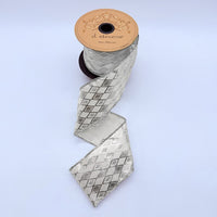 Silver Harlequin Satin Glitter Ribbon 2.5 Inch x 10 Yards