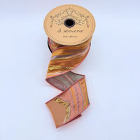 Jacquard Ribbon Abstract Wave Orange Pink Purple 2.5