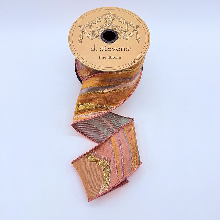 Jacquard Ribbon Abstract Wave Orange Pink Purple 2.5" x 10 Yds