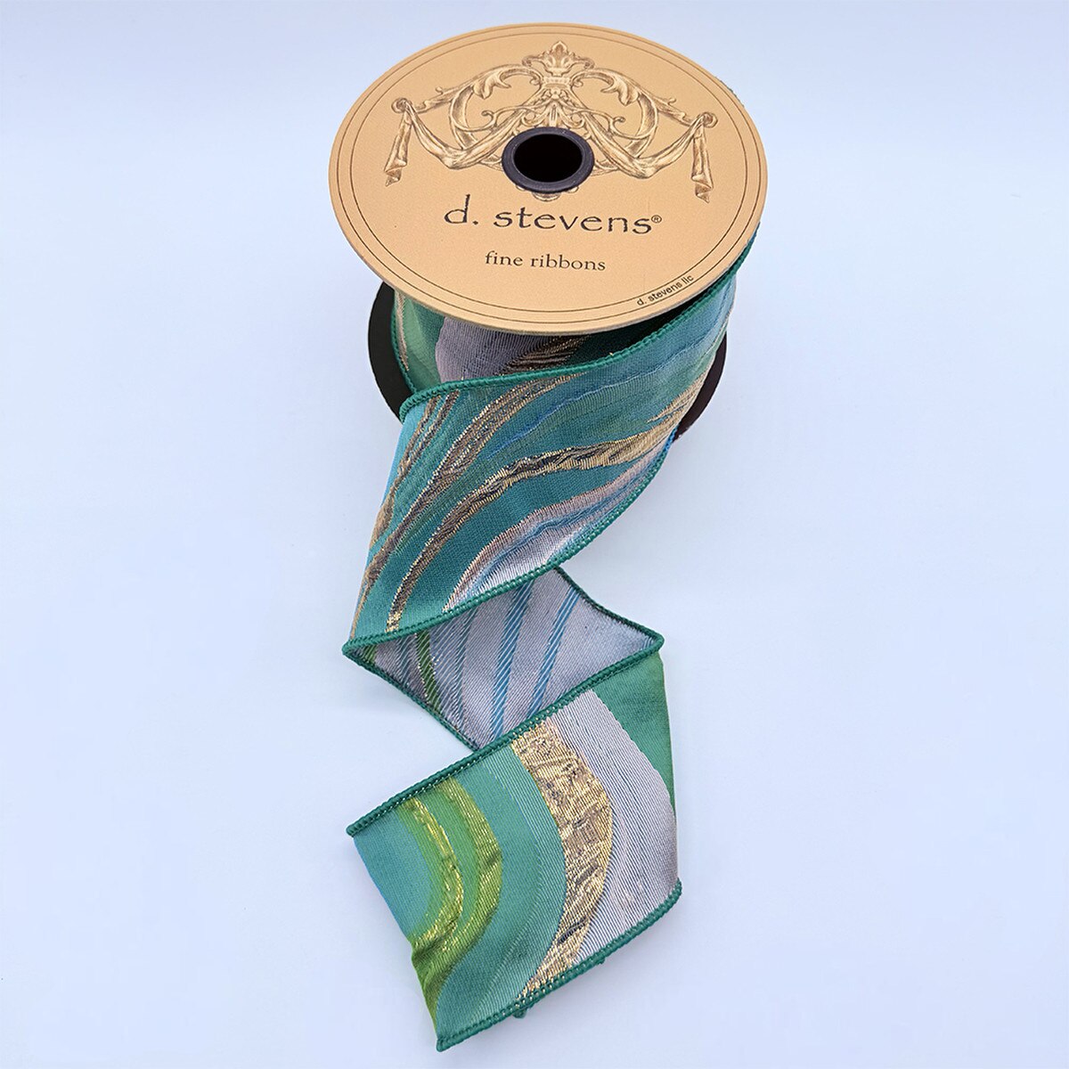 Teal Pink Copper Jacquard Ribbon 2.5 Inch x 10 Yds