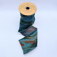 Jacquard Ribbon Dark Teal Burgundy Copper 4