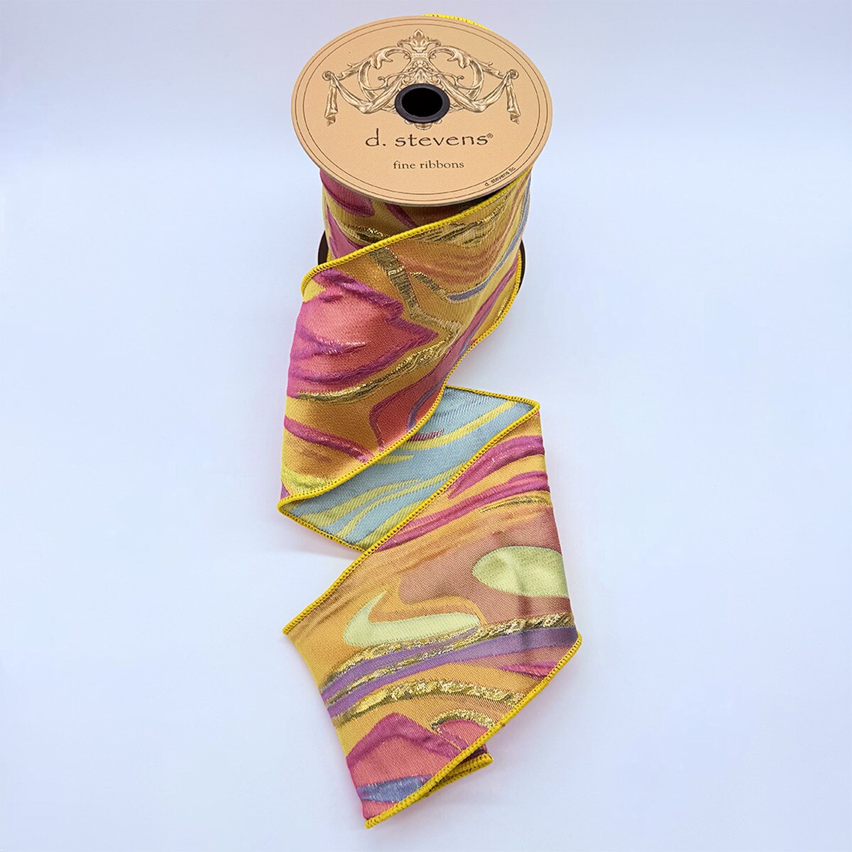 Copper Hot Pink Lavender Jacquard Ribbon 4" x 10 Yds