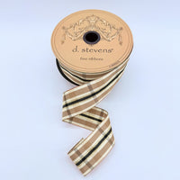 Brown Black Gold Ribbon Poplin Bombay Plaid 1.5