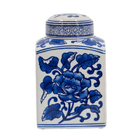Blue Floral Ceramic Canister 7.5