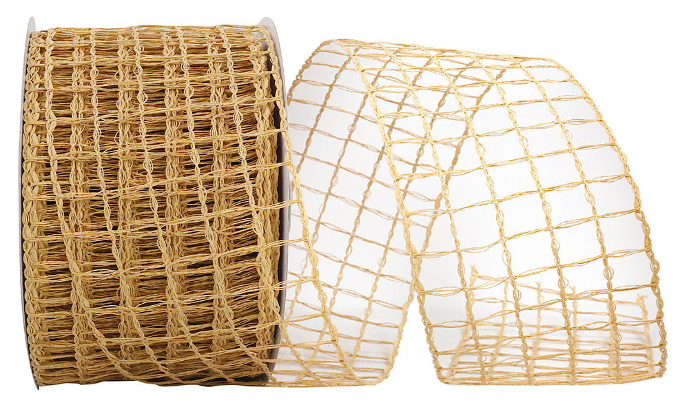 Natural Wire Mesh Ribbon 4 Inch for Wreaths and Bows
