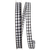 Gingham Wired Edge Ribbon Black 5/8 Inch for Wreaths