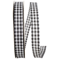 Gingham Wired Edge Ribbon Black 7/8 Inch for Wreaths