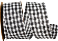 Black Gingham Wired Edge Ribbon 1-1/2 Inch for Bows