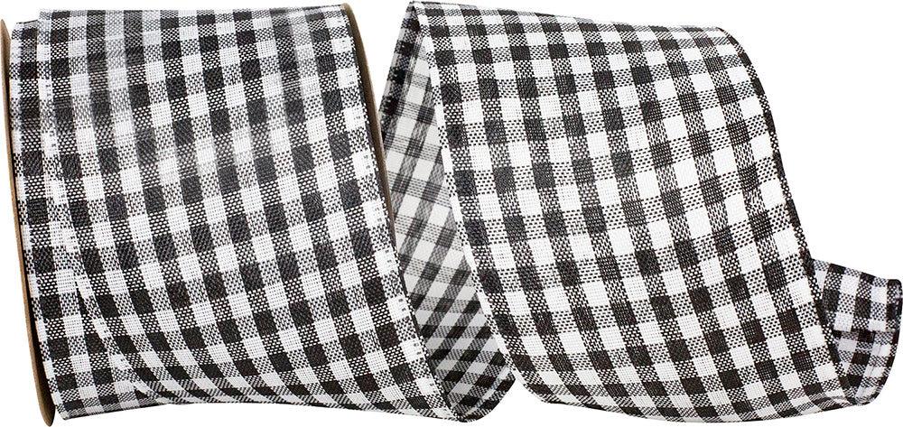 Black Gingham Wired Edge Ribbon 2-1/2 Inch for Bows