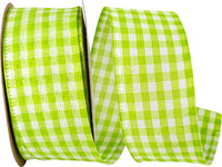 Moss Gingham Wired Edge Ribbon 1-1/2 Inch for Wreaths