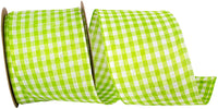 Gingham Wired Edge Ribbon Moss 2-1/2 Inch for Bows