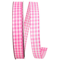 Pink Gingham Wired Edge Ribbon 7/8 Inch for Bows