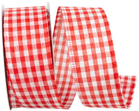 Red Gingham Wired Edge Ribbon 1-1/2 Inch for Wreaths