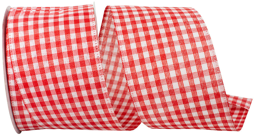 Red 2-1/2 Inch Gingham Wired Edge Ribbon for Bows
