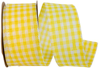 Gingham Wired Edge Ribbon Yellow 1-1/2 Inch for Bows