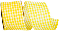 Gingham Wired Edge Ribbon Yellow 2-1/2 Inch for Bows