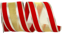 Red 2-1/2 Inch Wired Edge Holiday Overlay Ribbon
