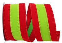Velvet Duo Wired Edge Ribbon Red Lime 2-1/2 Inch