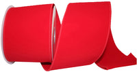 Red 4 Inch Velvet Two Sided Wired Edge Ribbon for Wreaths & Bows