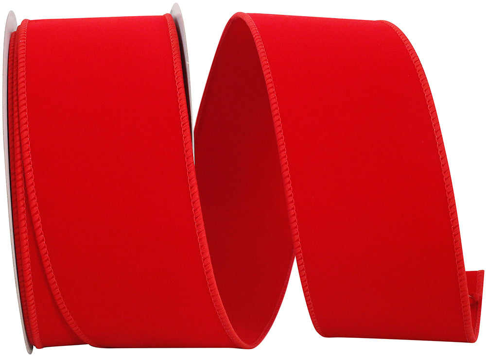 Red 2-1 2 Inch Velvet Two Sided Wired Edge Ribbon for Wreaths & Bows