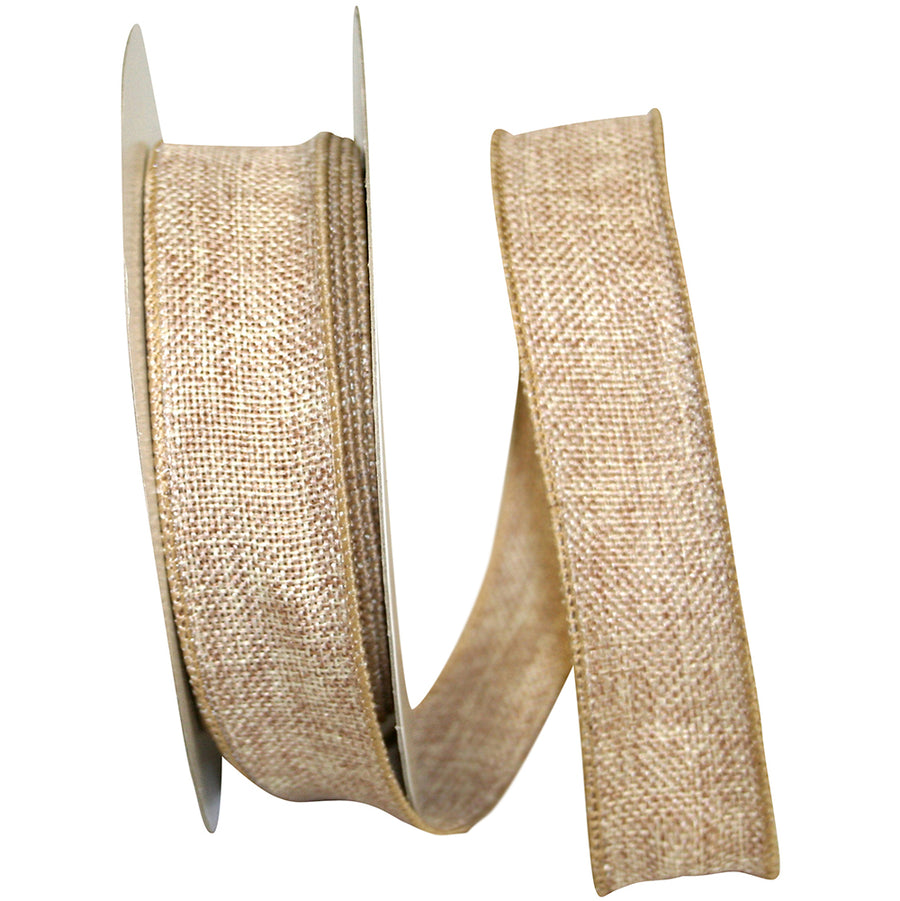 Burlap Poly Wired Edge Ribbon Tan 1-1/2 Inch for Wreaths