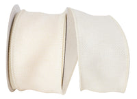 Ivory Burlap Poly Wired Edge Ribbon 2-1/2 Inch for Bows