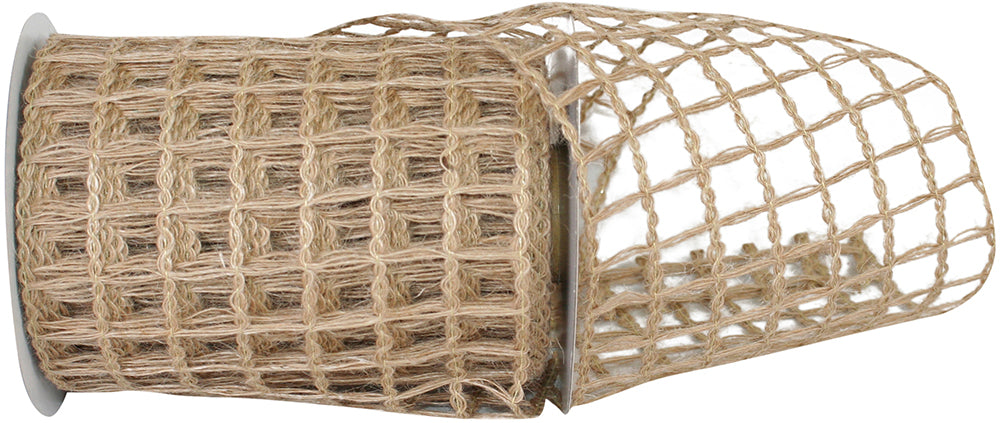 Natural Jute Wired Edge Ribbon 6 Inch for Wreaths and Bows