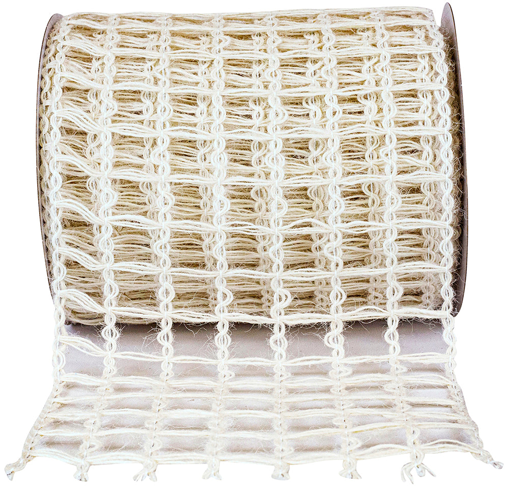 Ivory Jute Wired Edge Ribbon 6 Inch for Wreaths and Bows